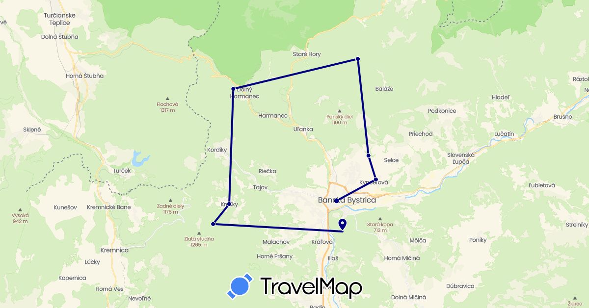 TravelMap itinerary: driving in Slovakia (Europe)